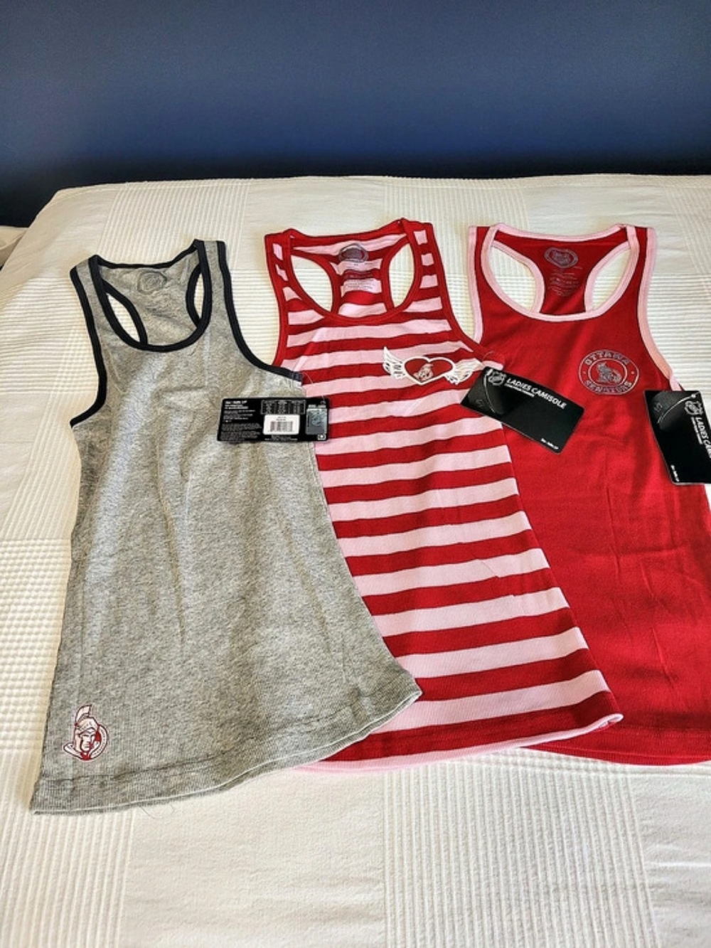 NWT Ottawa Senators NHL Ladies Camisole 3-Piece Set Red, Pink & Gray - Small